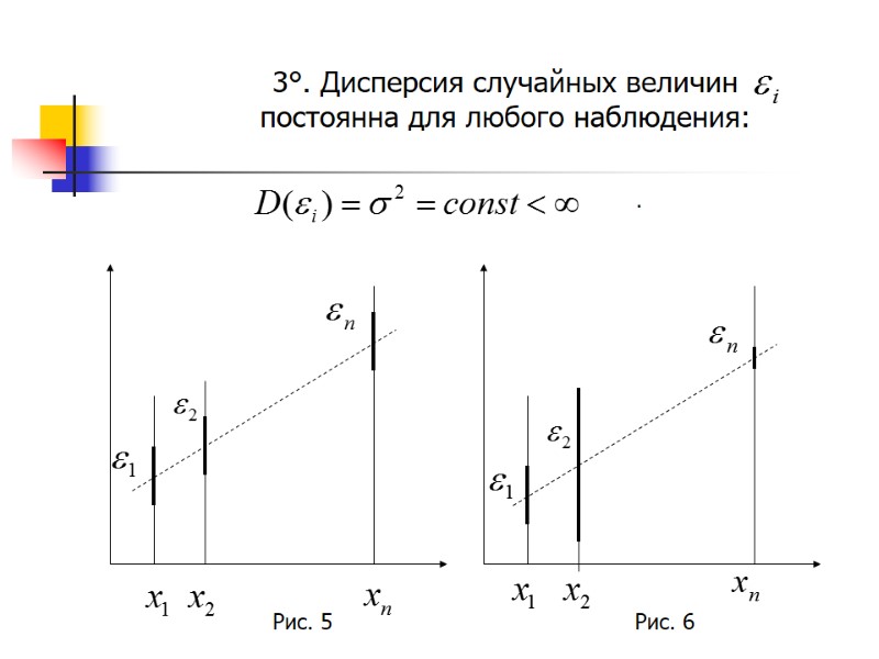 3°. Дисперсия случайных величин     постоянна для любого наблюдения:  